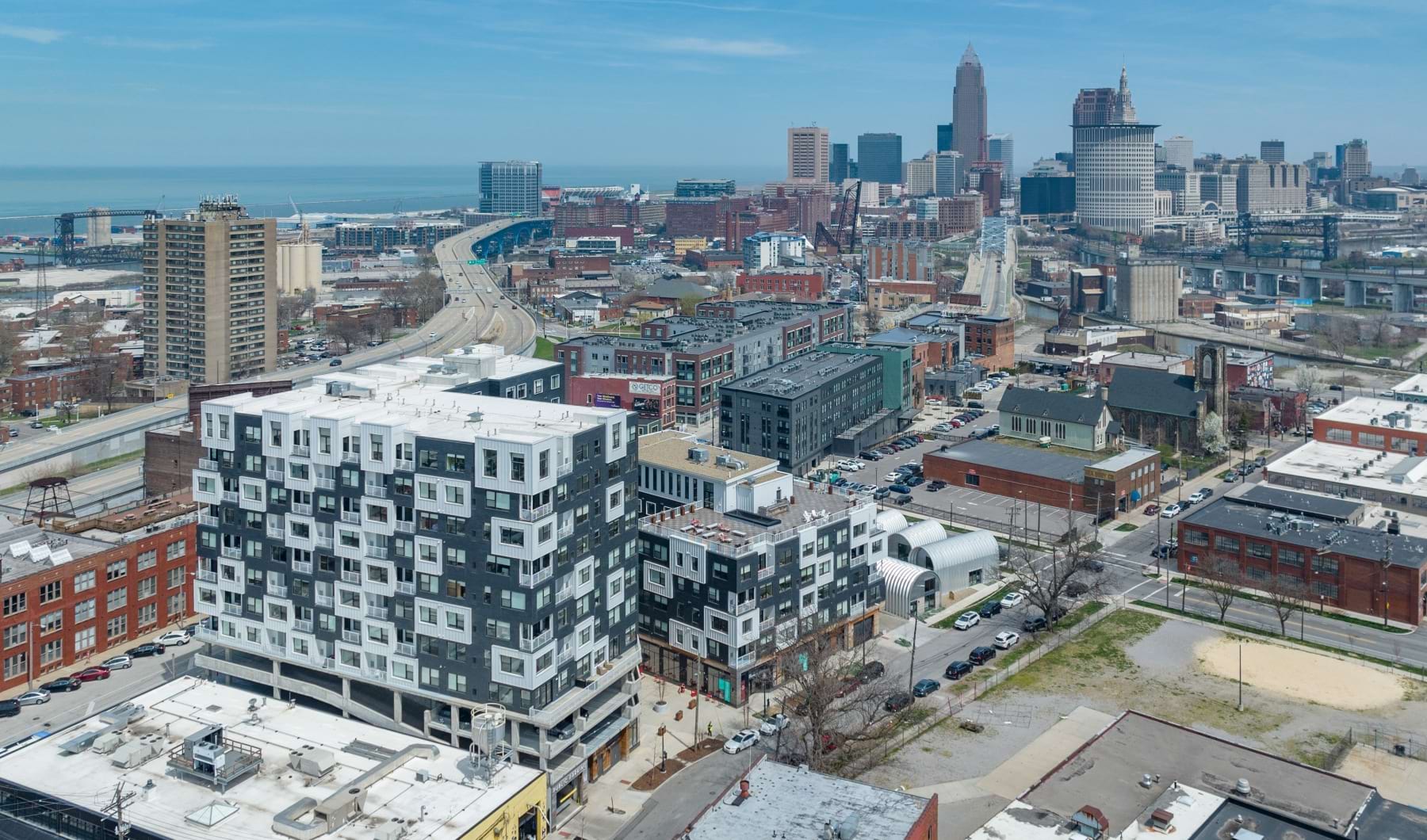church and state drone photo ariel photograph of ohio city