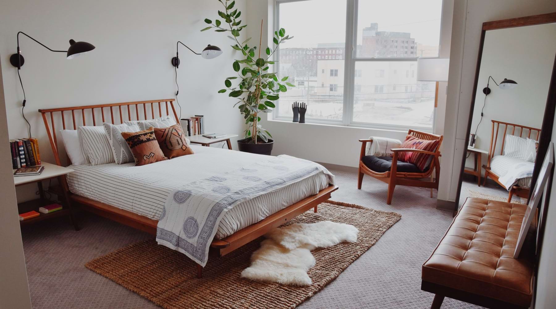 bedroom at ohio city apartment view of bedroom in 2 bedroom apartment in Ohio City Church + State
